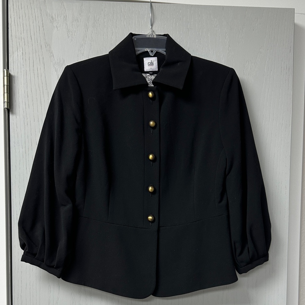 CAbi Black Blazer with Gold Buttons